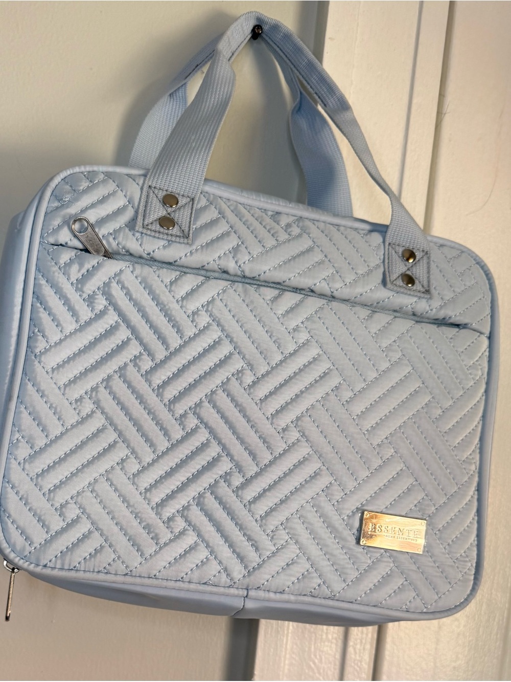 Light Blue Quilted Tote Bag